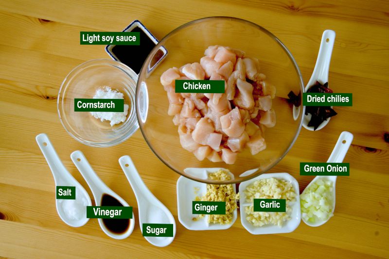 Ingredients needed for the healthy Kung Pao chicken 