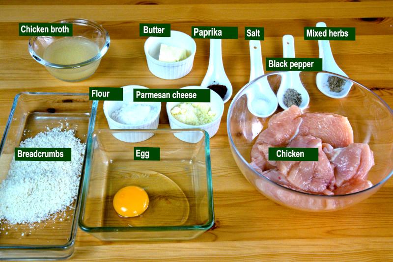 The main ingredients required for chicken with pan sauce