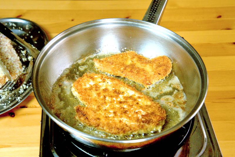 Flip the chicken and cook until both sides are golden brown.